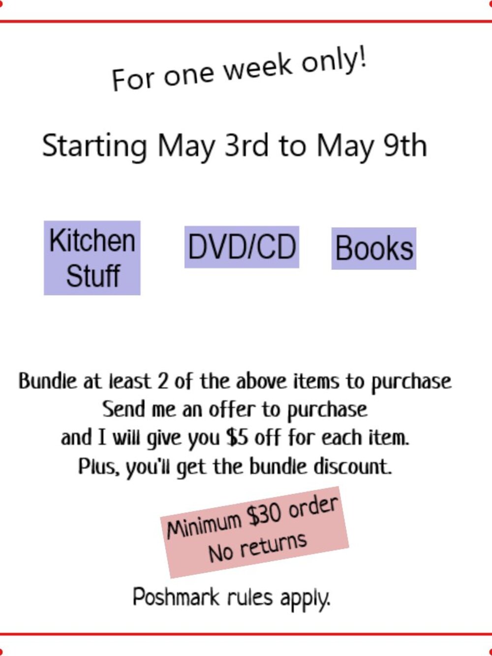 Weekly Sale- May 3rd - May 9th